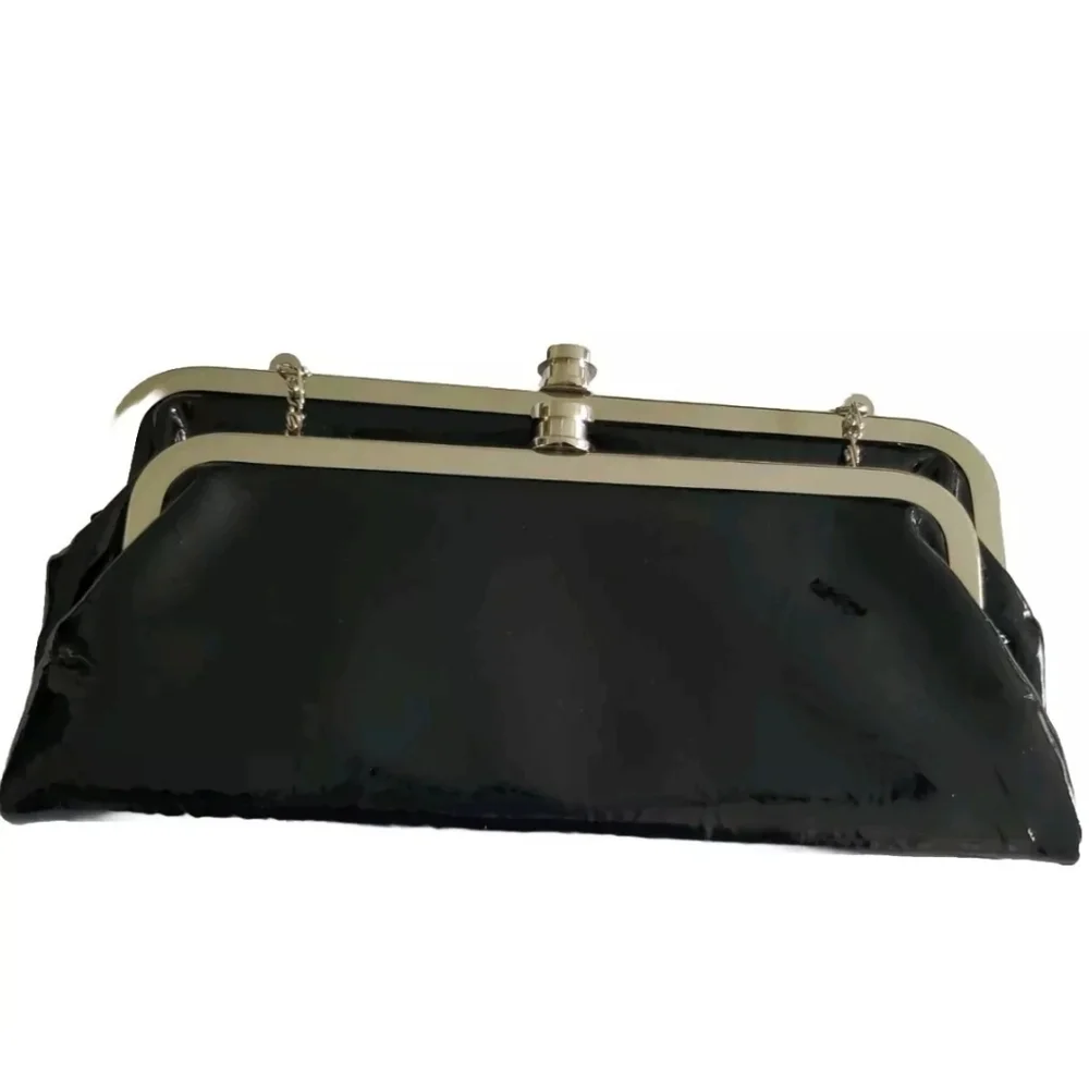 White House Black Market Black Clutch with Silver Chain - Picture 3 of 12